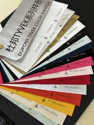 Soft Water Repellent Tyvek Fabric 1443R with PU Coating Offering High Tear Strength and Heat Sealability for Product Applications